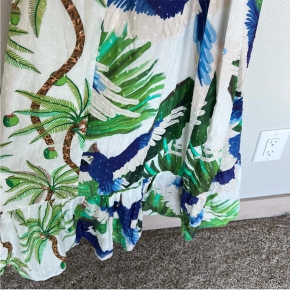 New FARM RIO Mixed Palm Wrap Dress Green White Multi Bohemian Midi Casual NWT XS - Picture 11 of 14